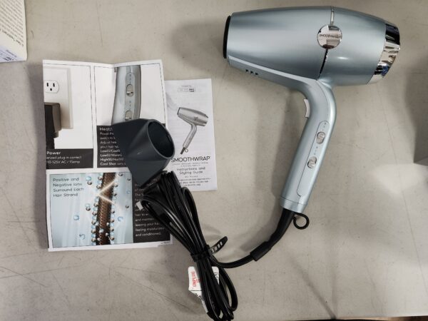 *** MISSING AN ATTACHMENT REFER TO IMAGES***INFINITIPRO BY CONAIR SmoothWrap Hair Dryer - 1875W Hair Dryer with Diffuser - Blow Dryer for Less Frizz, More Volume and Body, with Advanced Plasma and Ceramic Technology - Mint | EZ Auction