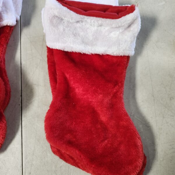 (ONE PAIR)Christmas Stocking, Red Plush, 17.5-In. | EZ Auction