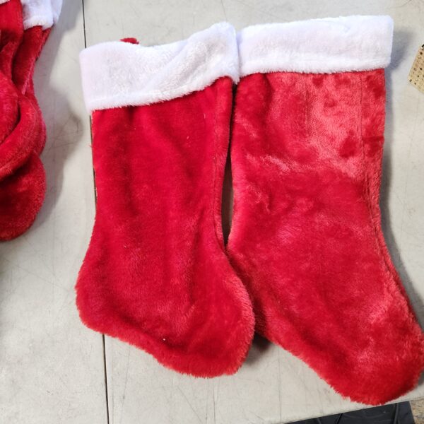 (ONE PAIR)Christmas Stocking, Red Plush, 17.5-In. | EZ Auction