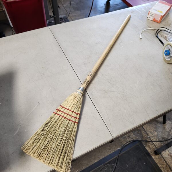 Hub City Industries 100% Corn Broom for Sweeping, 3 Sewn Rows, 20-inch Lacquered Handle, Broomstick, Cleaning Supplies, Wooden Handled Kitchen Broom, Durable bristles, Lightweight, Biodegradable | EZ Auction