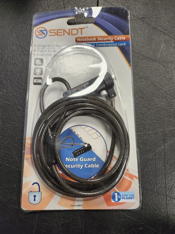 Sendt Black Notebook/Laptop Combination Lock Security Cable | EZ Auction