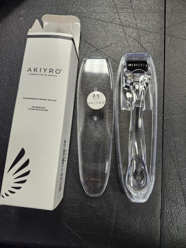 AKIYRO Derma Roller Titanium - 0.30mm Microderm Roller - Microneedle Roller with Case -Personal Use Microneedling Roller -192 Micro Needle Dermal Roller - At Home Microdermabrasion Face Roller (Black) | EZ Auction
