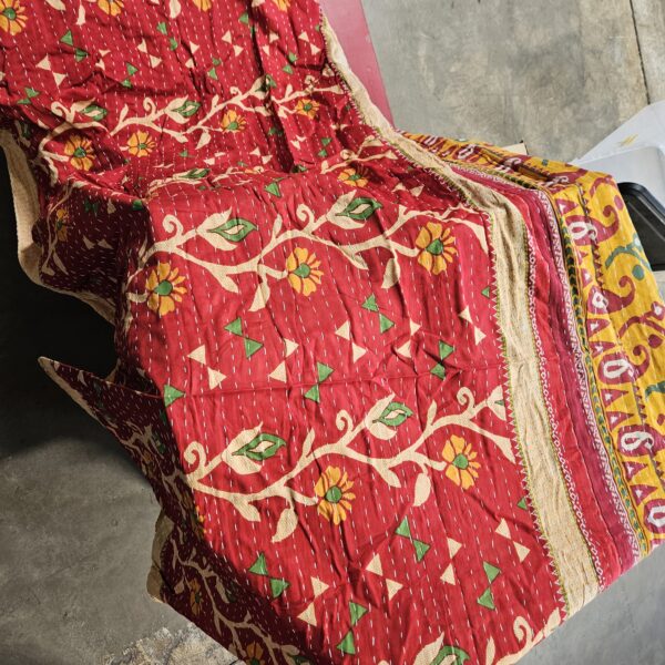 1 PCS, Gajanad Artistry One Piece Vintage Kantha Quilts Reversible Bohemian Home Decor Handmade Indian Blanket Twin Size 85X55 Inches Assorted Multicolor | EZ Auction