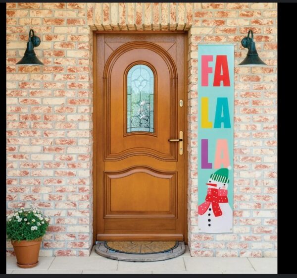 Holiday Time FA LA LA w/ snowman Hanging Banner Christmas Door Decor 14" x 72" | EZ Auction