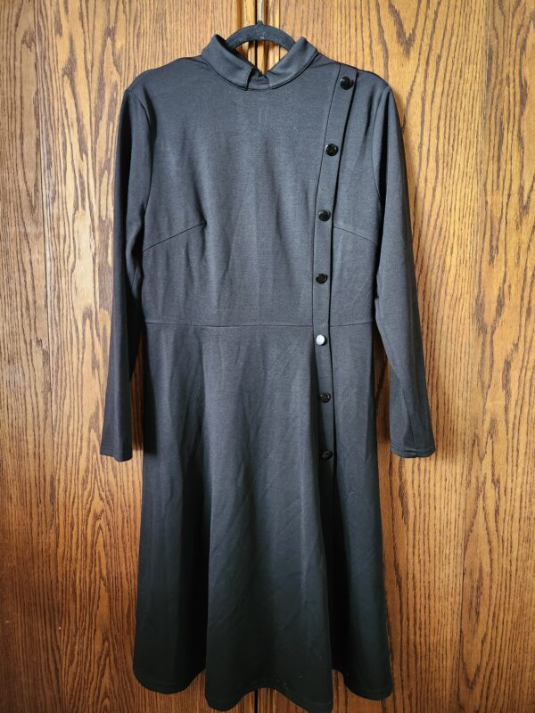 ***Size Small***FAD-4U Church Clergy Dress for Women Spring/Autumn Long Sleeve Rows Buttons A Line Dress with Tab Collar and Belt | EZ Auction