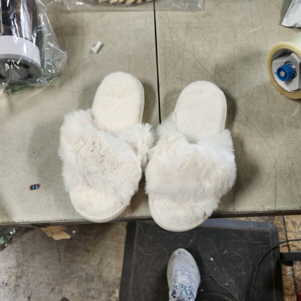 *** SIZE 8 *** Evshine Women's Fuzzy Slippers Cross Band Memory Foam House Slippers Open Toe | EZ Auction