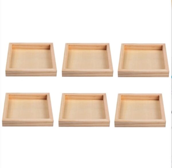 6pcs Wood Serving Tray Square Unfinished Wooden Serving Platter for Block Puzzle Montessori Materials Crafts | EZ Auction