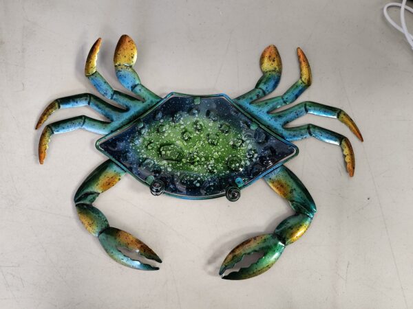 JOYBee 17.2Inch Large Metal Crab Wall Art Decor,Decoration for Outdoor Indoor,Nautical Hanging Art Blue Green Stained Glass with Metal for Garden Pool Patio Balcony Kitchen or Bathroom | EZ Auction