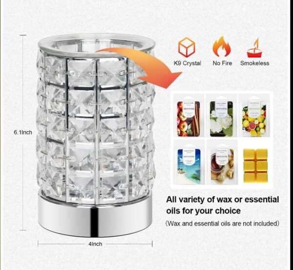 Crystal Touch Electric Wax Melt Warmer with Dimmable Fragrance Candle Melter Warmer for Warming Scented Candle Oil Burner- Spa,Aromatherapy (Transparent Crystal) | EZ Auction