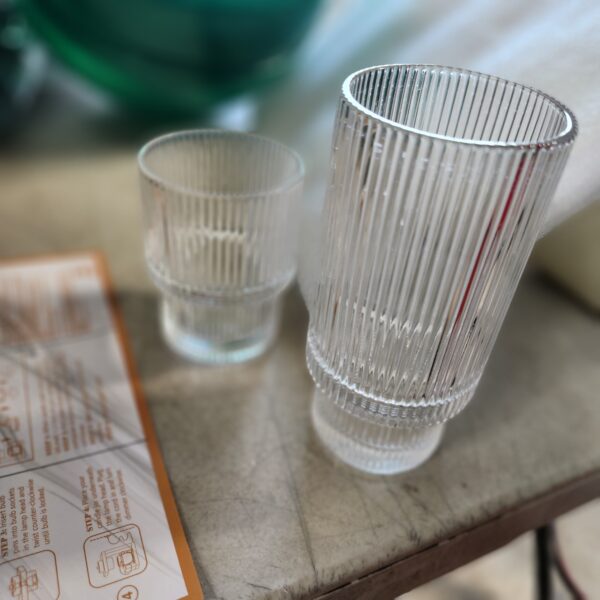 Combler Water Glasses Drinking Set of 8, 4pcs 11oz Glass Cups with Straws & 4pcs 6oz Cocktail Glasses | EZ Auction