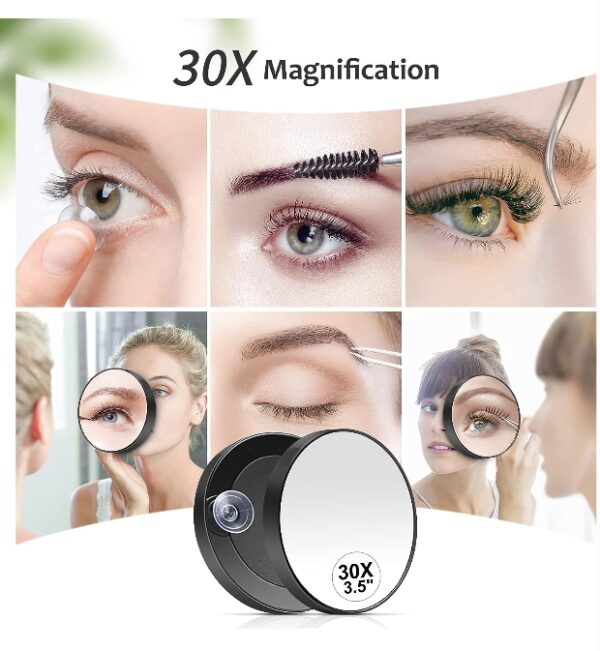 30X Magnifying Mirror, Small Magnifying Mirror with Suction Cup and Tweezers, As a Travel Mganifying Mirror, Compact Mirror Set for Plucking Eyebrows 3.5 Inches | EZ Auction