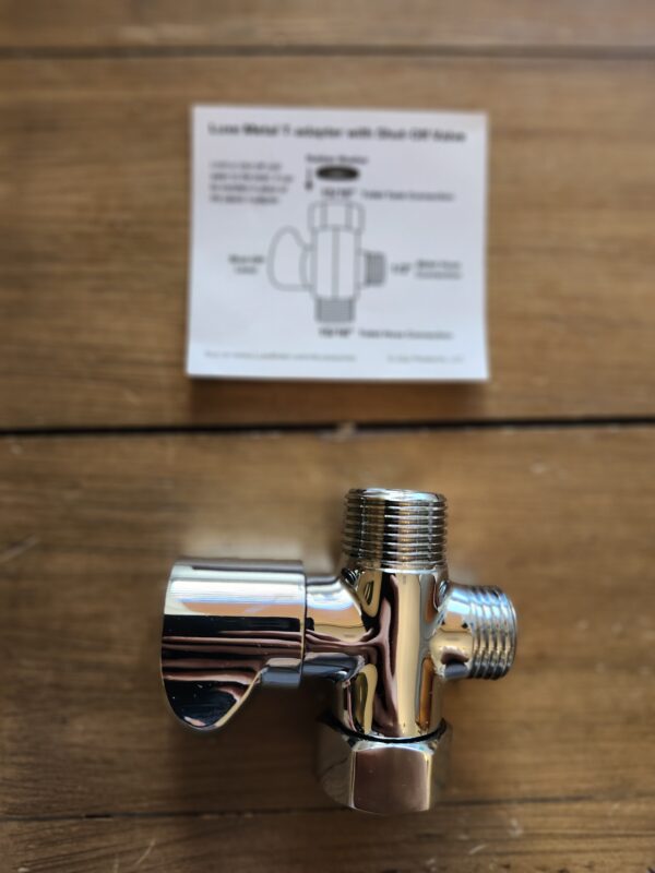 Luxe Bidet Metal T-adapter with Shut-off Valve, Winged 3-way Tee Connector, Chrome Finish, for Luxe Neo Bidets | EZ Auction