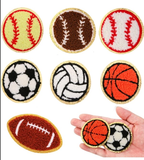 Chenille Sports Iron On Patch, BENOSPACE 7 Pcs Ball Embroidered Patch Basketball Football Baseball Rugby Applique Gold Edges Chenille Patches for DIY Craft Decoration Clothing Repair Jackets Sewing | EZ Auction