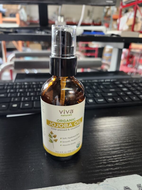 ***USED***Viva Naturals Organic Jojoba Oil - 100% Pure Cold Pressed for Skin and Hair, USDA Certified Face Moisturizer, 4 fl. oz | EZ Auction