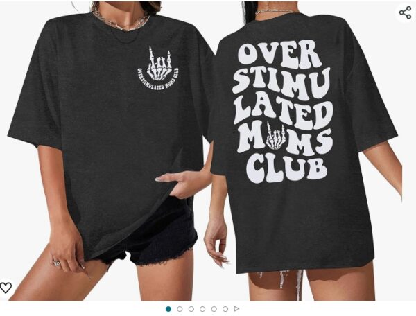 Overstimulated Moms Club Shirt Oversized Mama Shirts Funny Mom Life Graphic Tees Casual Short Sleeve Trendy Tops | EZ Auction