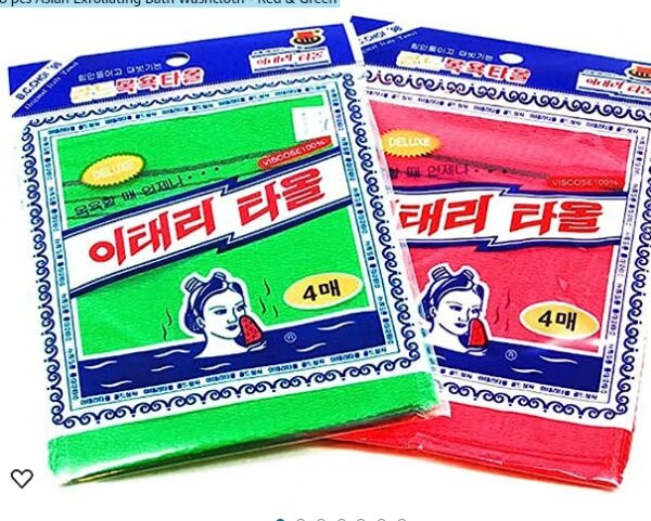 8 pcs Asian Exfoliating Bath Washcloth - Red & Green | EZ Auction