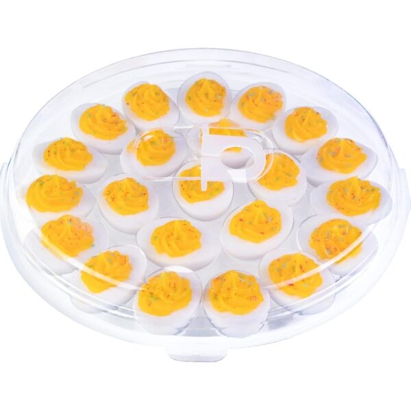 HANSGO Deviled Egg Platter With Lid - Portable Egg Carrier and Tray With 22 Slots For Parties and Home Kitchen | EZ Auction