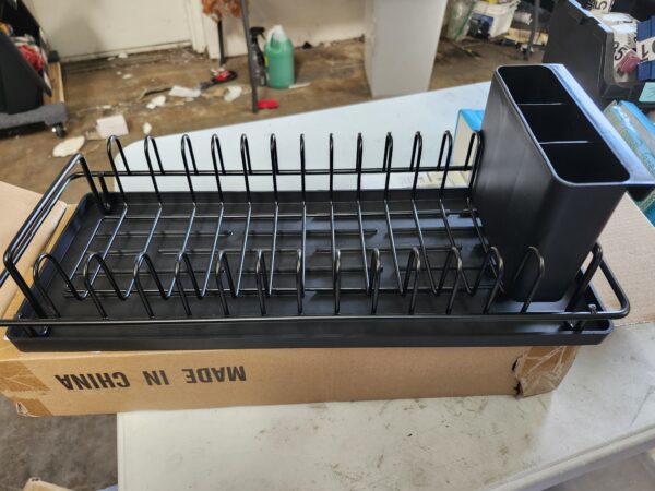 Small Dish Drying Rack, Compact Dish Rack Sink Drying Rack with Silicone Mat, Dish Drainer Dish Organizer for Kitchen Counter & Over Sink, Stainless Steel, Black | EZ Auction