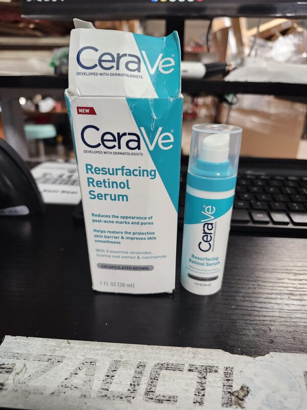 CeraVe Retinol Serum for Post-Acne Marks and Skin Texture | Pore Refining, Resurfacing, Brightening Facial Serum with Retinol and Niacinamide | Fragrance Free, Paraben Free & Non-Comedogenic| 1 Oz | EZ Auction