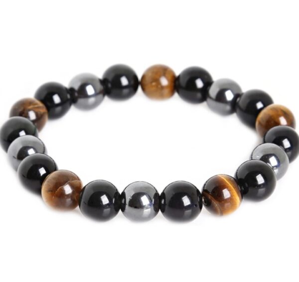 Tiger Eye & Hematite & Black Obsidian 10mm Beaded Bracelet Buddha Healing Rope Man Stone Uni | EZ Auction