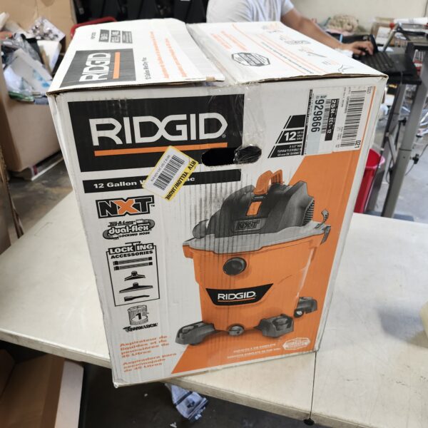 RIDGID 12 Gallon 5.0 Peak HP NXT Wet/Dry Shop Vacuum with Filter, Locking Hose and Accessories | EZ Auction