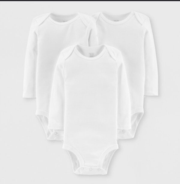 Size NB, Carter's Just One You®️ Baby 3pk Long Sleeve Bodysuit - Lead White | EZ Auction