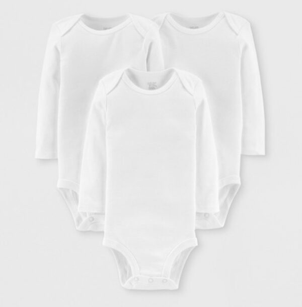 Size NB, Carter's Just One You®️ Baby 3pk Long Sleeve Bodysuit - Lead White | EZ Auction