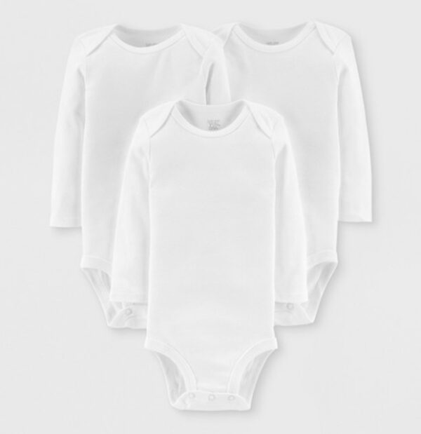Size NB, Carter's Just One You®️ Baby 3pk Long Sleeve Bodysuit - Lead White | EZ Auction