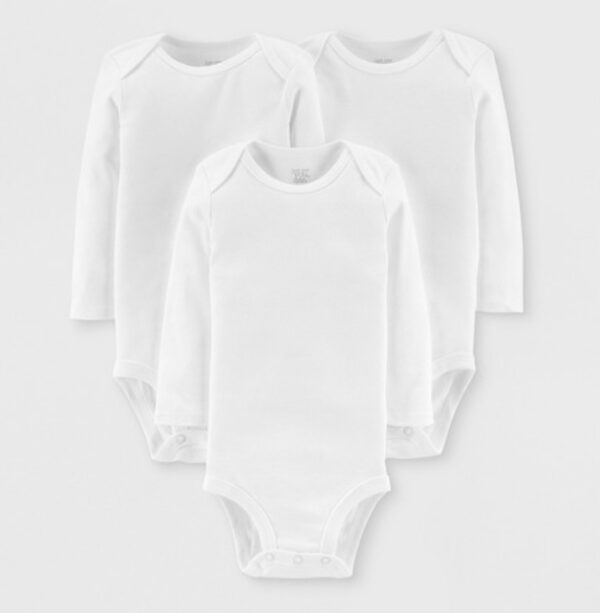 Size NB, Carter's Just One You®️ Baby 3pk Long Sleeve Bodysuit - Lead White | EZ Auction