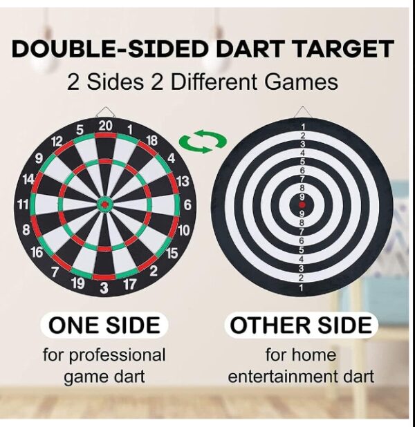 ***USED***Fasttrack Dart Board Set,Double-Sided 14.2 Inch Dartboard Game with 6 Metal Tip Darts for Perfect Family Leisure Sport | EZ Auction