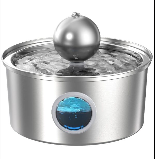 ***USED***Cat Water Fountain Stainless Steel: 108oz/3.2L Pet Water Fountain Quiet Cat Fountains with Water Level Window - A Ball to Attract Cats to Drink Water - Water Fountain for Cats GOOSTOO | EZ Auction