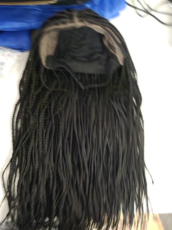 ***USED BUT IN VERY GOOD CONDITION******xiweiya Long Black Micro Box Braids Wig with Heat Resistant Fiber Mermaid Black Braiding Synthetic Lace Front Wig Middle Cap Size 24 inch (natural black) | EZ Auction