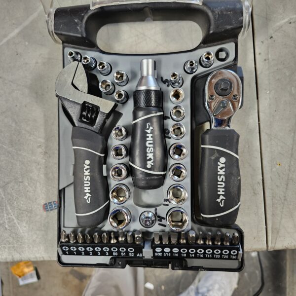 Husky Stubby 46 Piece Ratchet and Wrench Set w/ Drive Sockets, Screwdriving B | EZ Auction