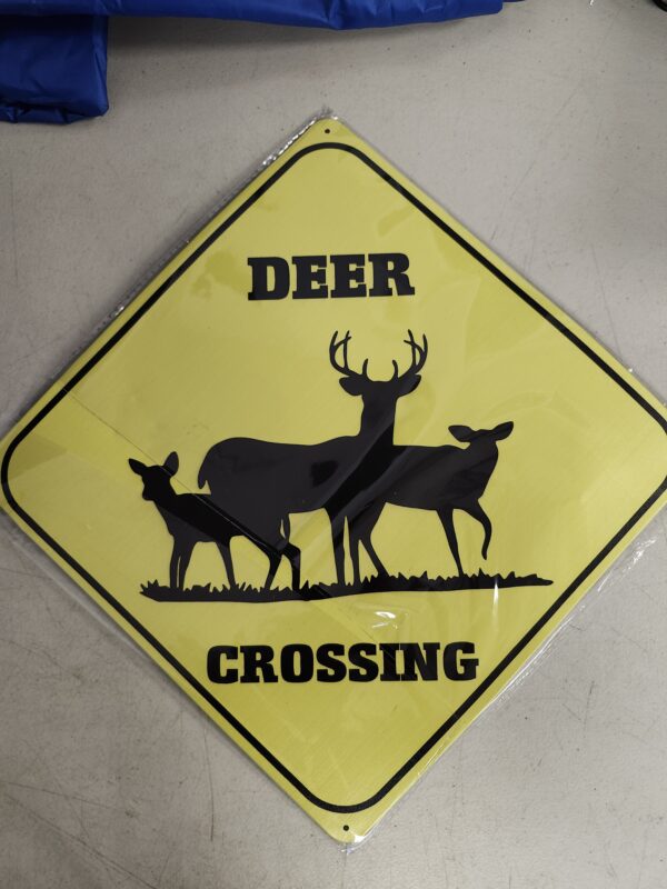 Deer Crossing Signs Square Funny Metal Signs for Home Decor Kids Room Gate Yard Sign Novelty Gifts 12"x12" | EZ Auction