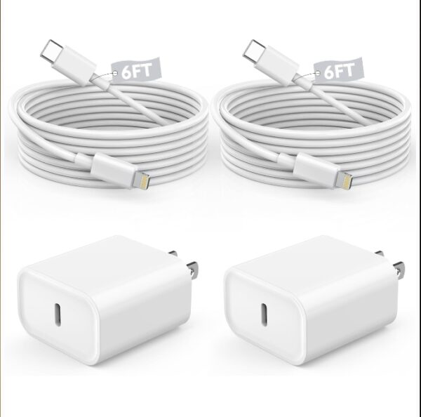 Fast Charger iPhone,iPhone Charger Fast Charging 2Pack USB C Wall Charger Block Fast iPhone Charger 6FT Type-C USB C to Lightning Cables Cord for iPhone 14/14Plus/13/12/11 Pro Max,Mini,8, iPad/AirPods | EZ Auction