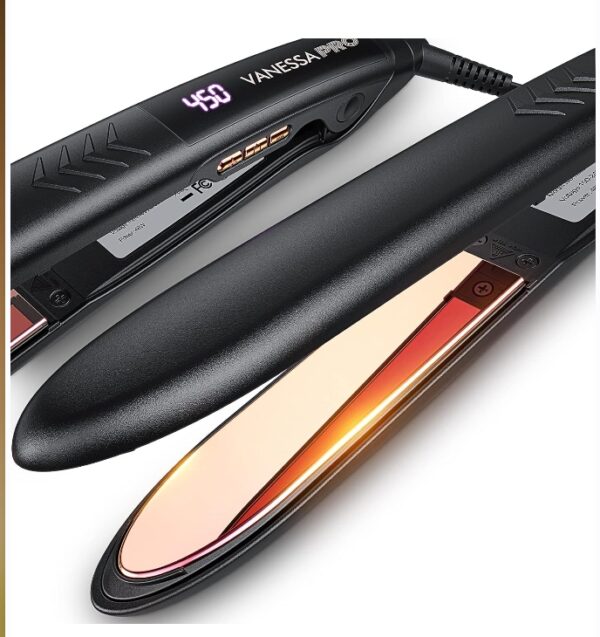 VANESSA PRO Flat Iron Hair Straightener, 100% Pure Titanium Flat Iron with Swift Heat-up for Effortless Achieve Curls & Straighten Look, Dual Voltage Hair Styling Tools 1-Inch | EZ Auction