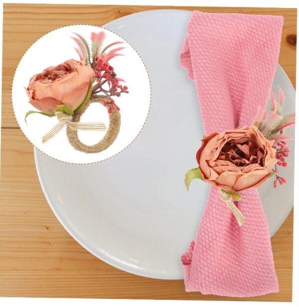 6 Pcs Rose Napkin Rings Silk Cloth Mori Department Dining Table | EZ Auction