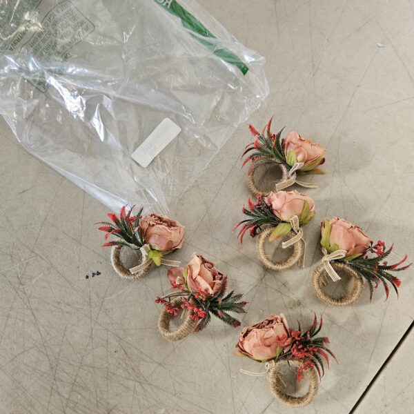 6 Pcs Rose Napkin Rings Silk Cloth Mori Department Dining Table | EZ Auction