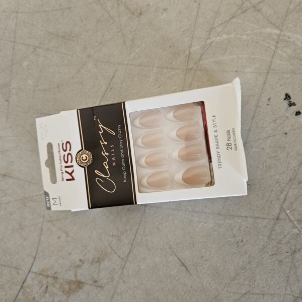 KISS Classy Press On Nails, Nail glue included, Dashing', Light White, Medium Size, Almond Shape, Includes 28 Nails, 2g glue, 1 Manicure Stick, 1 Mini File | EZ Auction