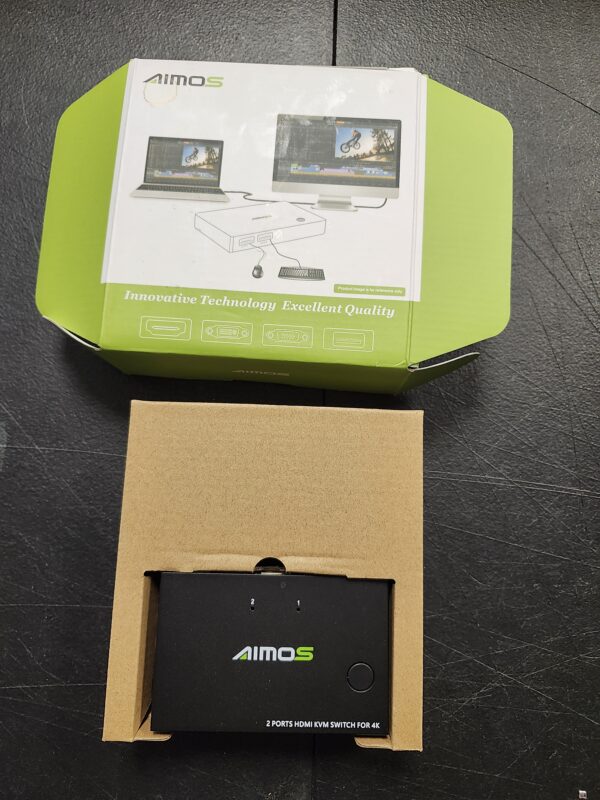 AIMOS KVM Switch 2 Ports, HDMI USB KVM Switcher Support Keyboard Hotkey Switch Way, for 2PC Share One Keyboard Mouse and Monitor, HUD 4K (3840x2160) Supported | EZ Auction