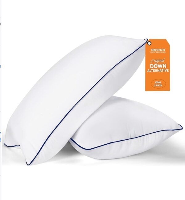 MZOIMZO Bed Pillows for Sleeping- King Size, Set of 2, Cooling Hotel Quality with Premium Soft Down Alternative Fill for Back, Stomach or Side Sleepers | EZ Auction