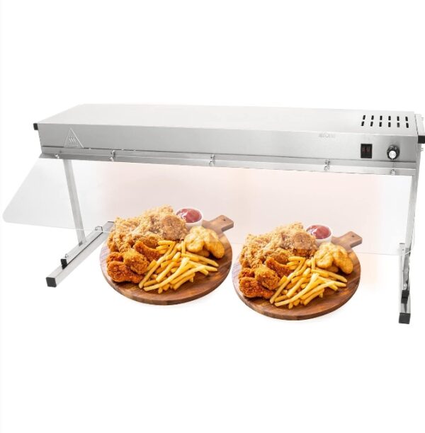 Restlrious Electric Strip Heater 36" Infrared Food Warmer Freestanding for Commercial Use, T-Leg Food Heat Lamp Thickened Stainless Steel 110V Countertop with Clear Guard for Food Service | EZ Auction