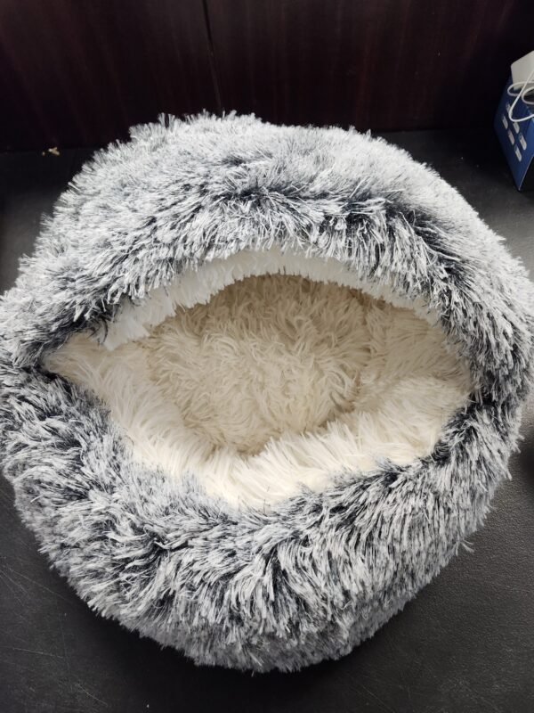 NOYAL Dog Bed Round Hooded Plush Cat Cave Donut Anti Anxiety Fluffy Dog Bed for Small Medium Dog and Cat | EZ Auction