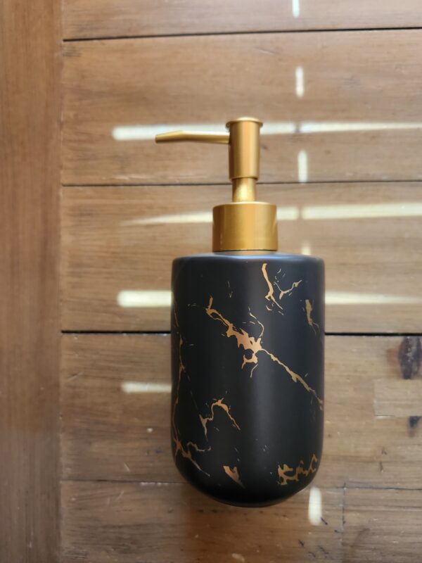 Gold Ceramic Soap Dispenser for Bathroom Black Soap Dispenser for Kitchen Dish Soap Dispenser with Marble Pattern Liquid Hand Soap Dispenser Pump Bottle (Black) | EZ Auction