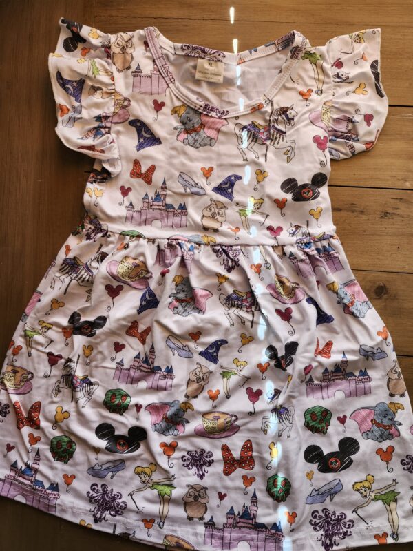 ***5/6 Girls***Baby Girls Flutter Sleeve Cartoon Printed Toddlers Spring Summer Mickey Bow Dress | EZ Auction