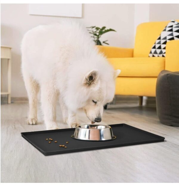 ***USED***Dog Food Mat,Silicone Waterproof Dog Cat Food Tray,Non Slip Pet Bowl Mats Placemat,Size:(18.5" x 11.5") 0.6" Raised Edge,Suitable for Most Small and Medium-Sized Pets! | EZ Auction