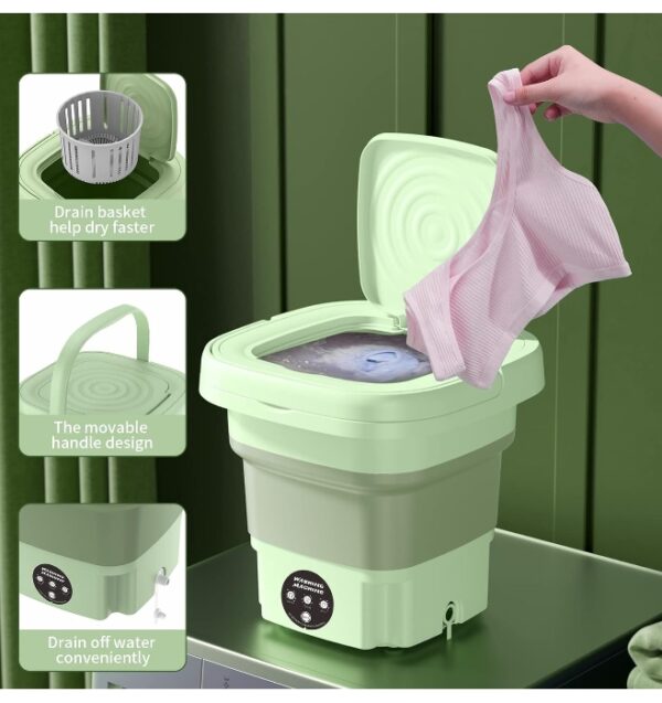 ***USED***Portable Washing Machine,8L Foldable Mini Washing Machine,FOVXYVO Portable Washer for Underwear,Socks,Baby Clothes,Towels,Pet Items,Apartment,Hotel,RV,Home,Dormitory,Camping,Sickroom,Green | EZ Auction