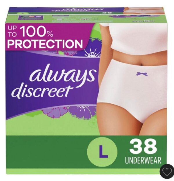 Always Discreet Incontinence & Postpartum Incontinence Underwear for Women, Large, Maximum Absorbency, Disposable, 38 Count | EZ Auction