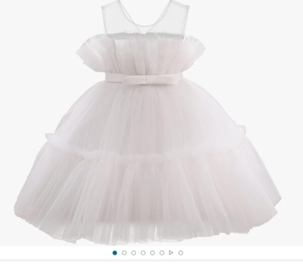 *Size 6-7Y, Miipat Baby Flower Girl Dress Wedding Party Tulle Princess Pageant Ball Gown Toddler Formal Dresses with Bowknot Headwear | EZ Auction