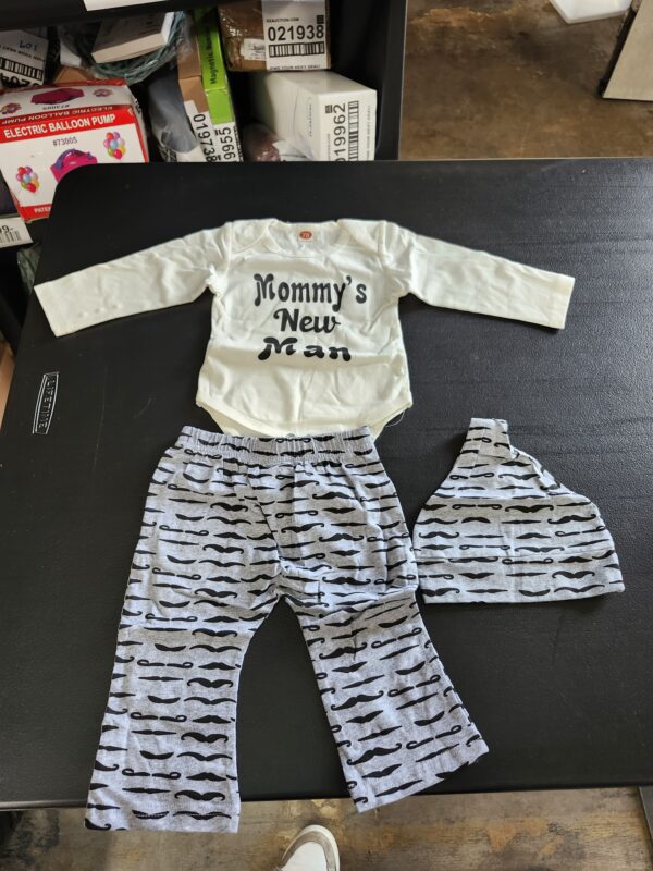 Size 6-9Months* Eghunooy Newborn Baby Boy Clothes Letter Print Romper Pants Hat Infant 3PCS Outfits Set | EZ Auction